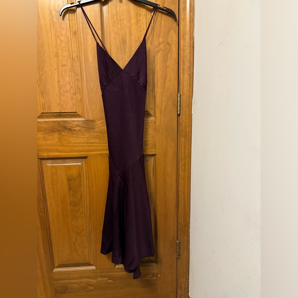 Banana Republic Asymmetrical Seam Midi Slip Dress Petit 8 Pinot Noir